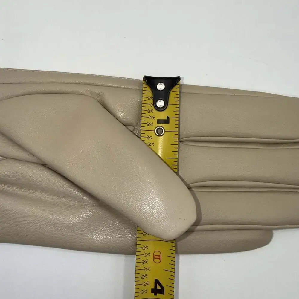 Vegan Leather Gloves Women’s Sz Medium Milky White Beige Fur Lined NIP
